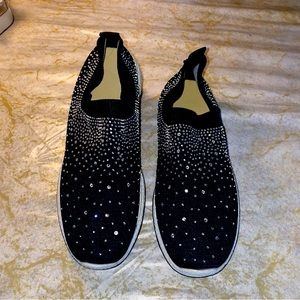 Rhinestone slip on shoes - Black